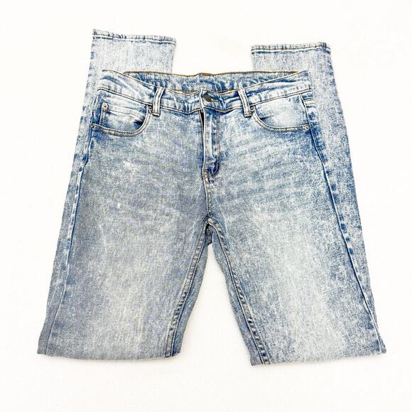 Cheap Monday Acid Wash Denim Tight Skin Used Straight Jeans Zip Fly Size 29 / 32 - Picture 4 of 8